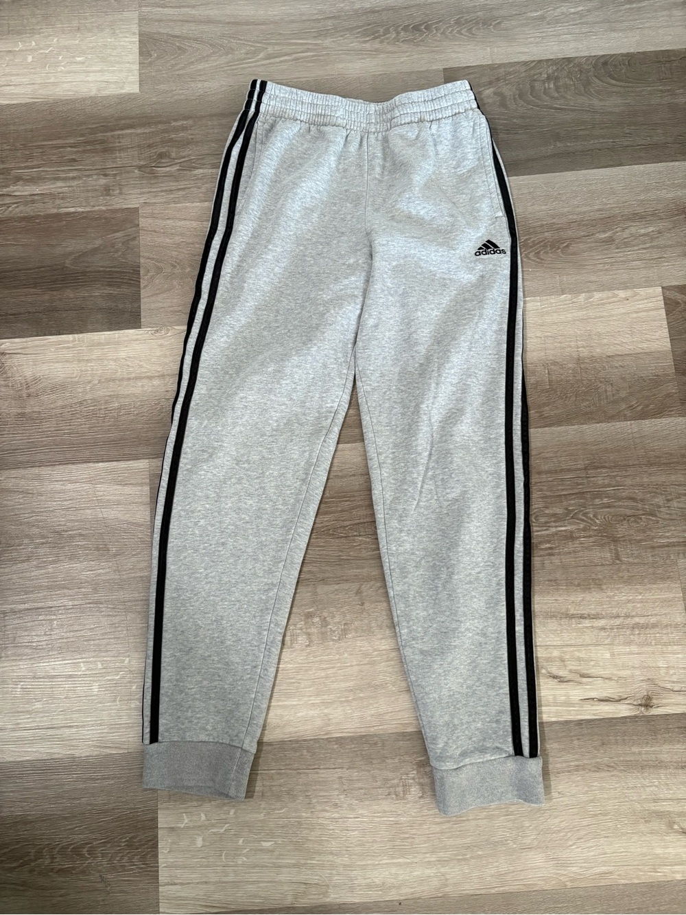 Adidas Kids' Gray Jogger Sweatpants with Black Stripes